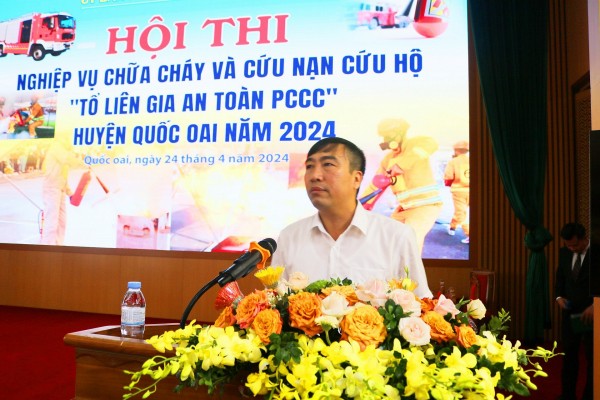 Huyện Quốc Oai- Hà Nội tổ chức Hội thi nghiệp vụ chữa cháy cứu nạn, cứu hộ