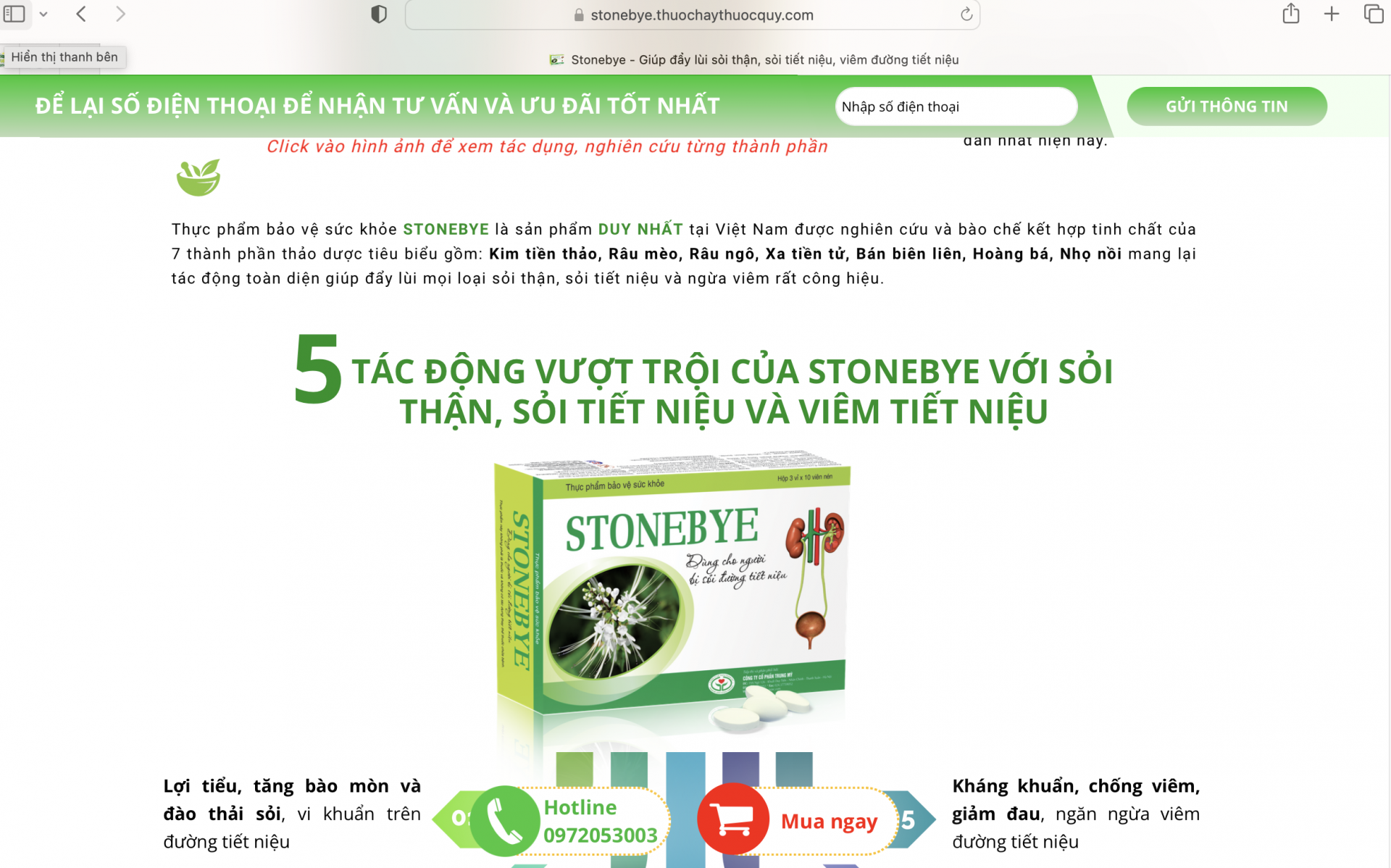 TPBVSK Stonebye quảng cáo “nổ” không điểm dừng