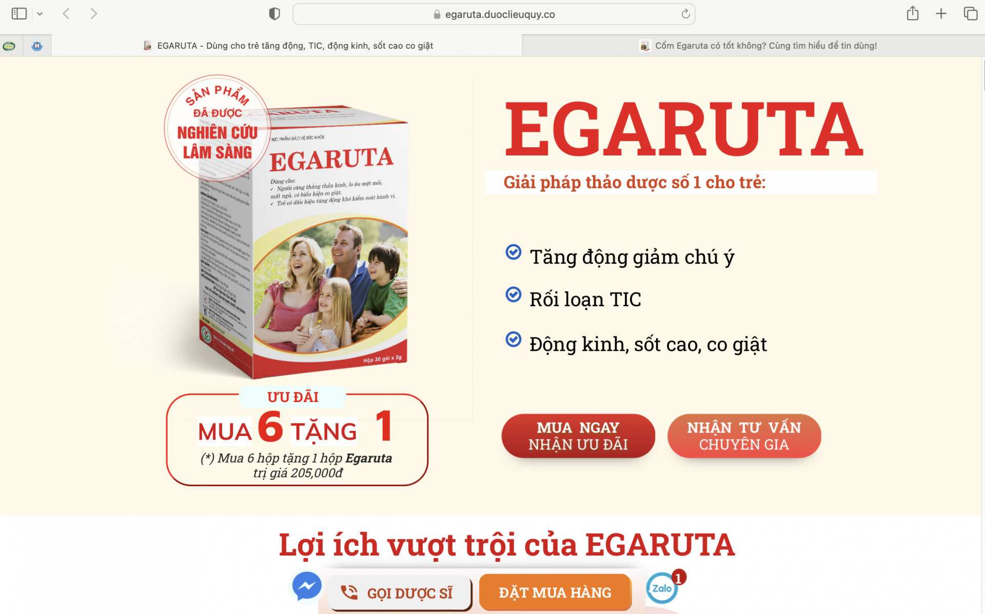 Egaruta quảng cáo "nổ" công dụng thực phẩm chức năng như thuốc chữa bệnh