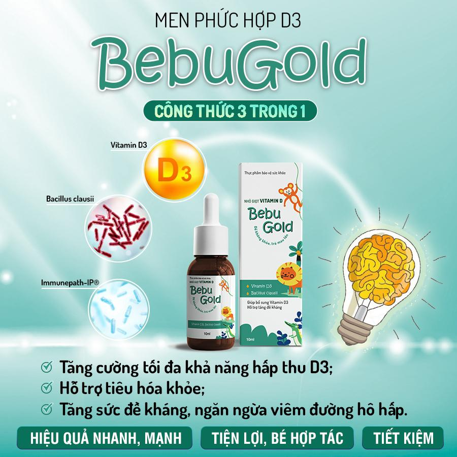 Nhỏ giọt vitamin D BebuGold - Đột phá tăng hấp thu vitamin D, giúp trẻ cao lớn, tăng đề kháng