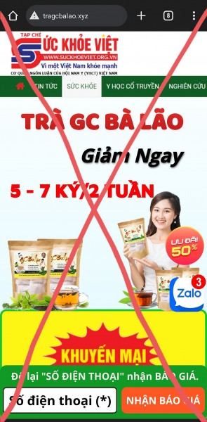 CẢNH BÁO: Giả mạo hình ảnh của Tạp chí Sức khoẻ Việt để quảng cáo thực phẩm bảo vệ sức khoẻ