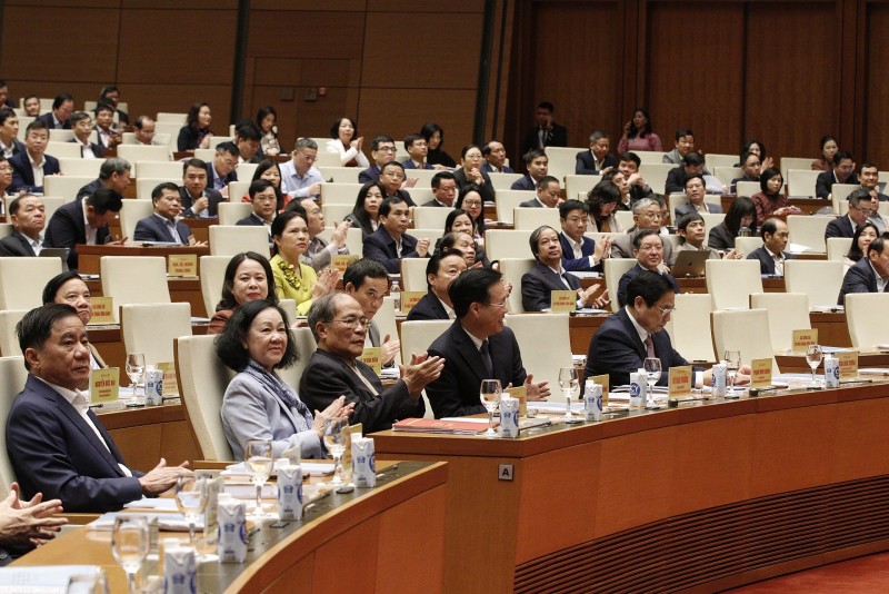 Các đại biểu dự Hội nghị tại điểm cầu Hội trường Diên Hồng.