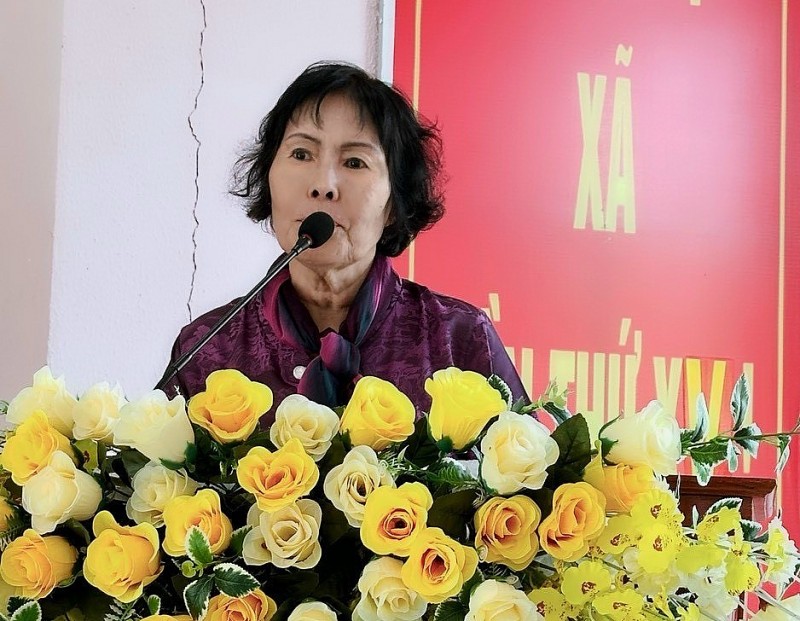 Bà: Trần Thị Thu Vân – nguyên chủ tịch UBND Q6, Tp.HCM phát biểu tại buổi lễ. Ảnh: Toàn Thắng.