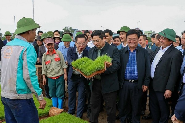 Thủ tướng và Bộ trưởng Bộ NN&PTNT xuống đồng cấy lúa cùng nông dân