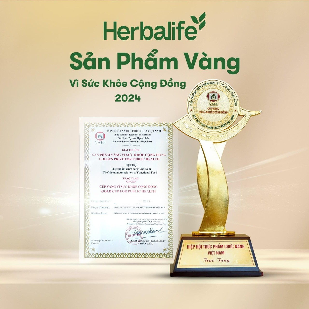 Herbalife Việt Nam đạt giải thưởng “Sản phẩm vàng vì sức khỏe cộng đồng 2024” Herbalife Việt Nam đạt giải thưởng “Sản phẩm vàng vì sức khỏe cộng đồng 2024”