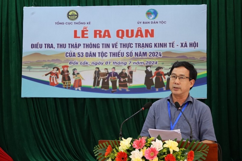 Ông Nguyễn Trung Tiến, Phó Tổng cục trưởng Tổng Cục Thống kê phát biểu tại buổi lễ.