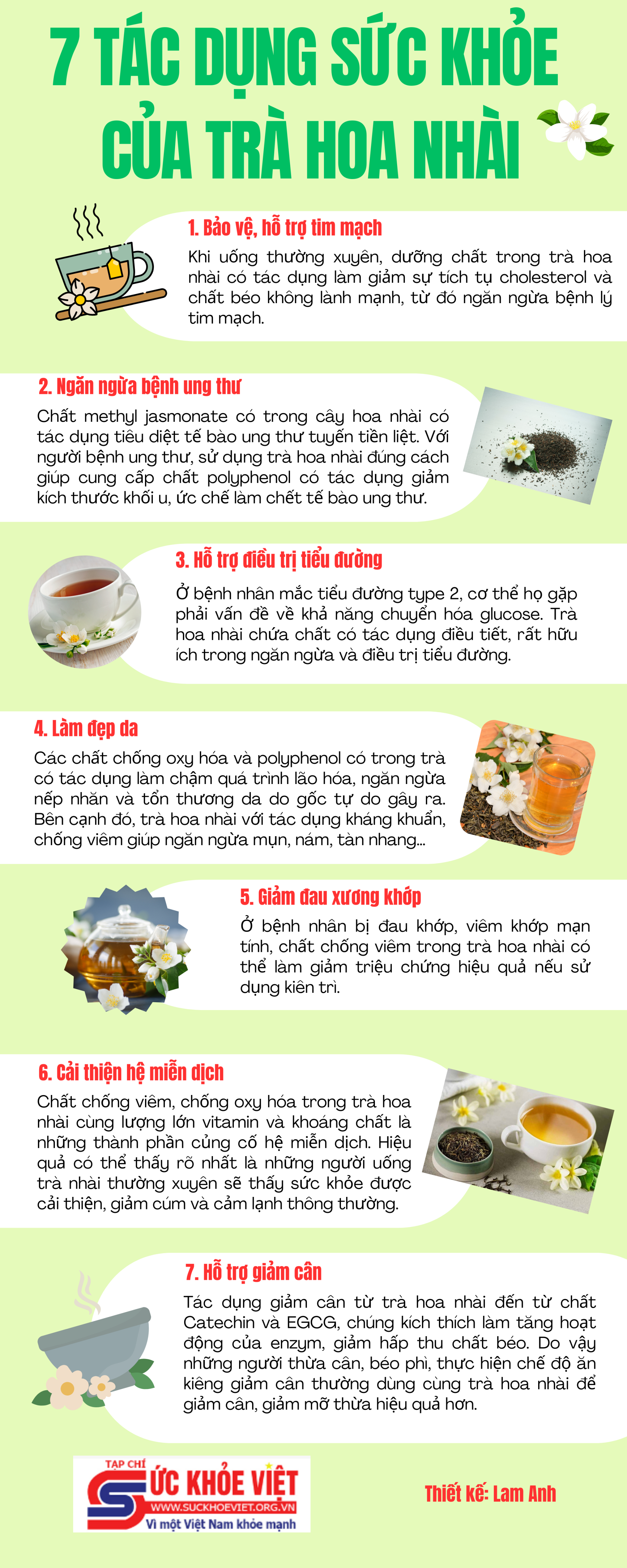 [Infographic] 7 tác dụng sức khỏe của trà hoa nhài