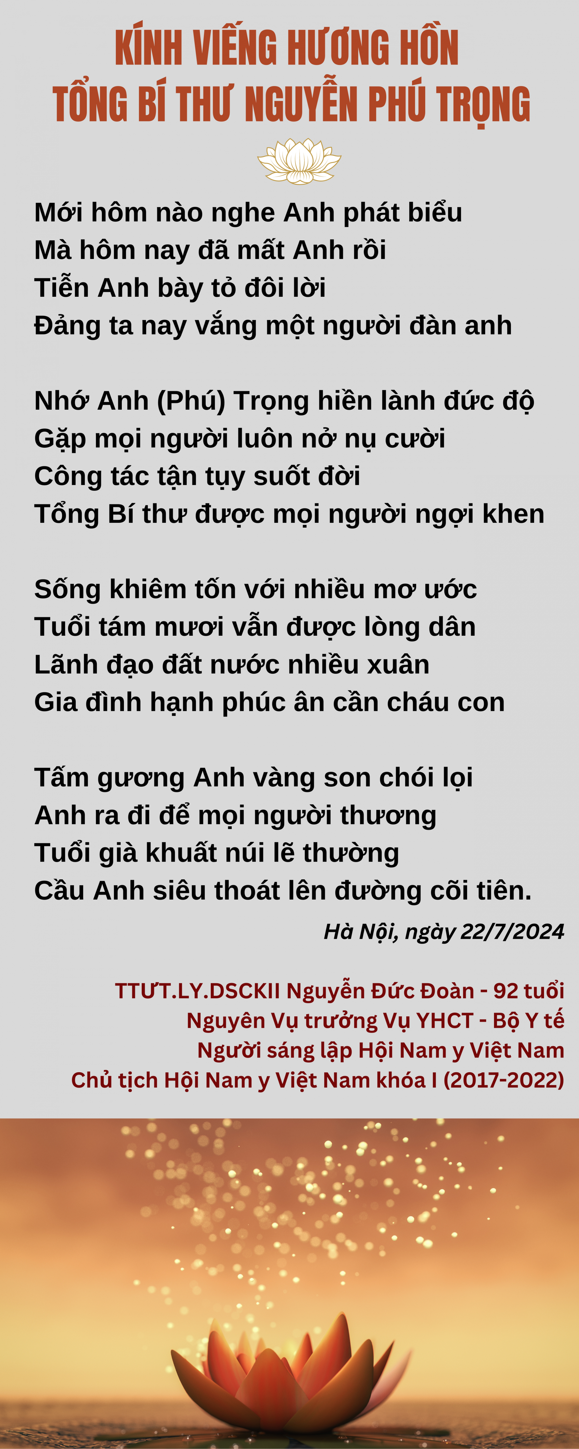 Kính viếng hương hồn Tổng Bí thư Nguyễn Phú Trọng