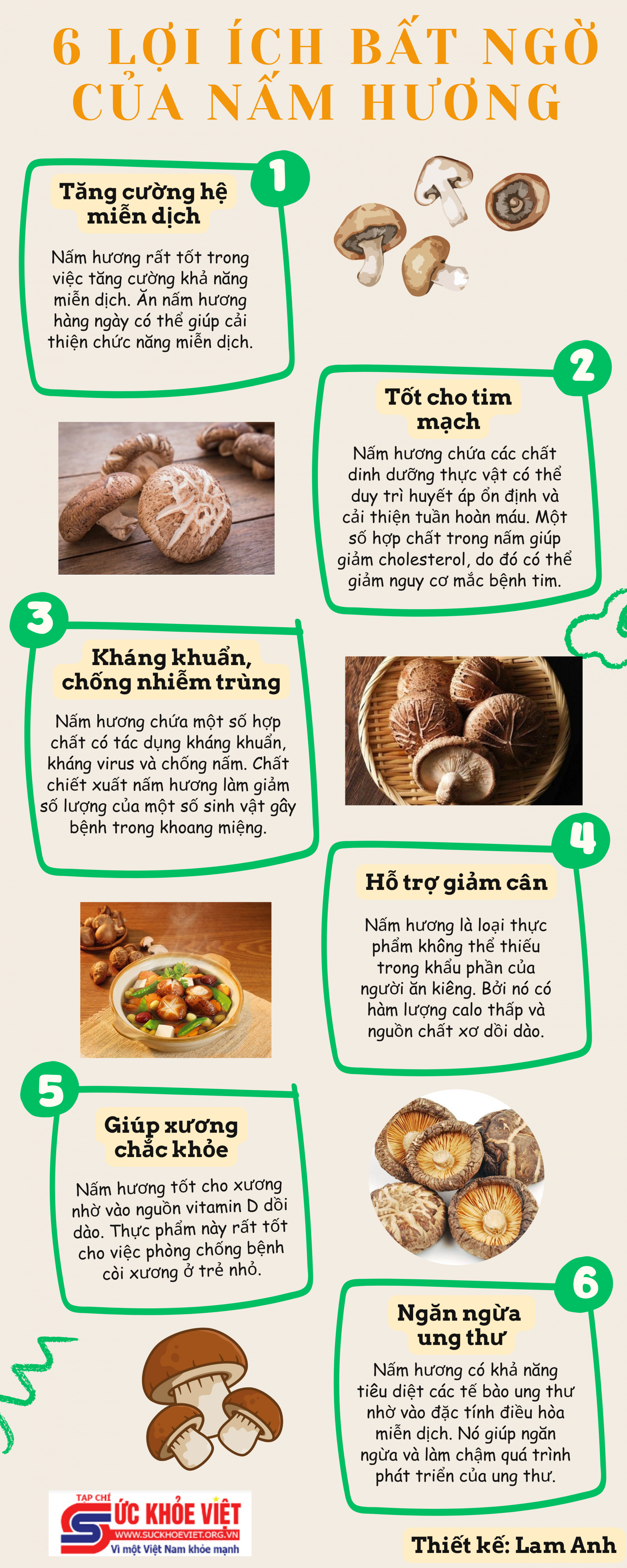 [Infographic] 6 lợi ích bất ngờ của nấm hương