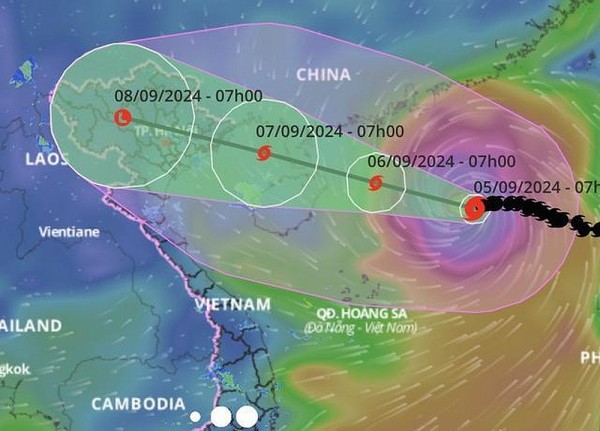 Bão số 3 mạnh lên thành siêu bão, mạnh cấp 16 với sức gió 184-201 km/giờ, giật trên cấp 17