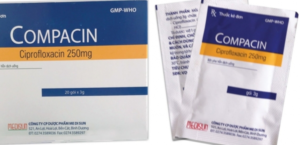 Thu hồi lô thuốc bột pha hỗn dịch uống Compacin (Ciprofloxacin 250mg)