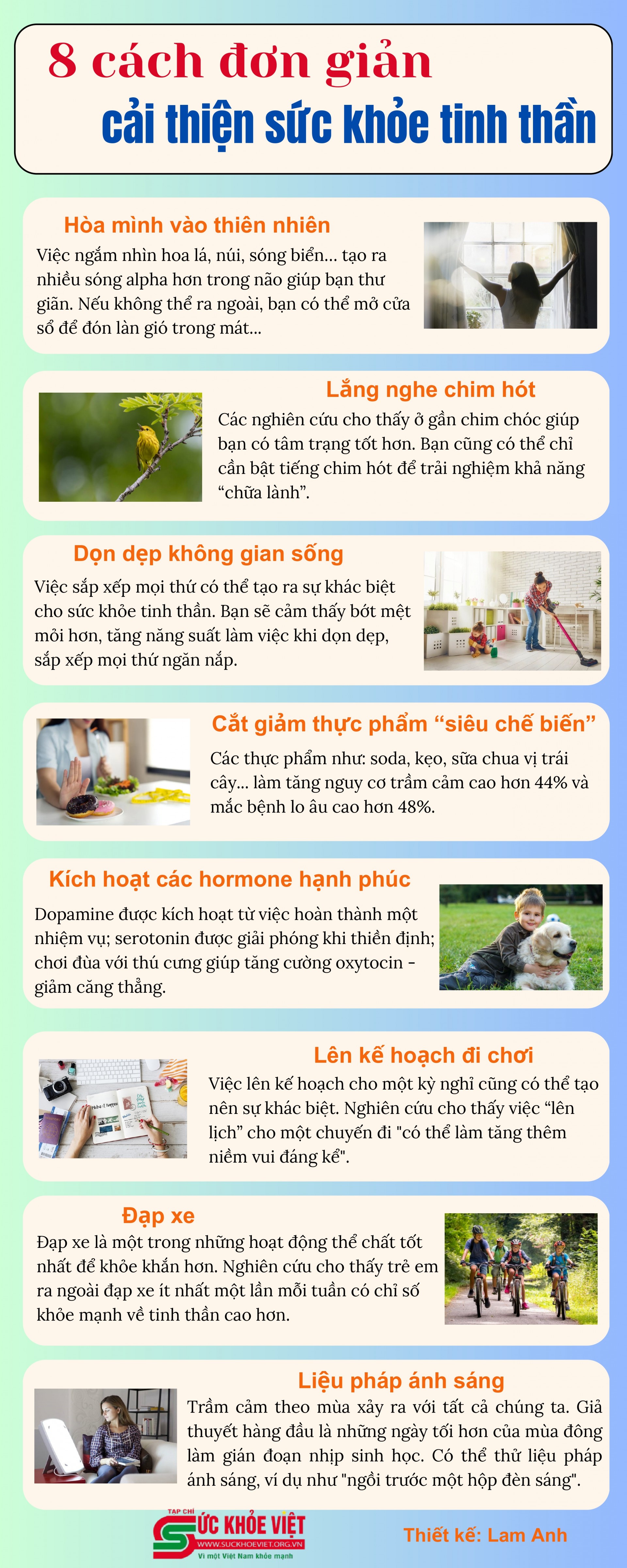 [Infographic] 8 cách đơn giản giúp cải thiện sức khỏe tinh thần