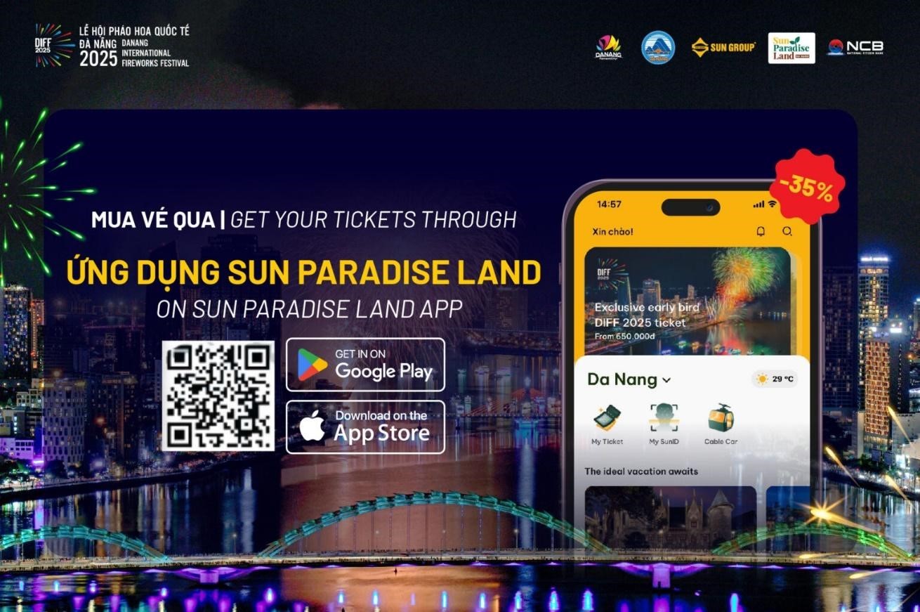 DIFF 2025 tặng 500 vé xem pháo hoa miễn phí trên ứng dụng Sun Paradise Land DIFF 2025 tặng 500 vé xem pháo hoa miễn phí trên ứng dụng Sun Paradise Land