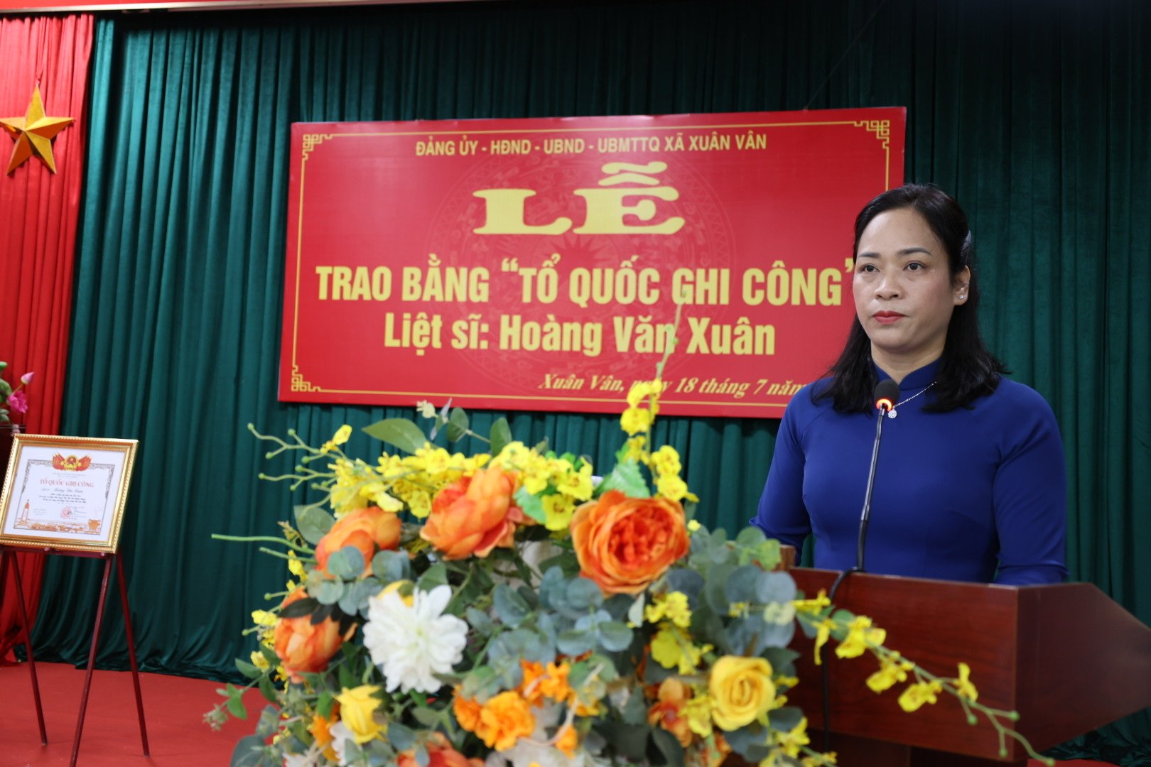 Xã Xuân Vân, tỉnh Tuyên Quang tổ chức Lễ trao Bằng Tổ quốc ghi công Liệt sĩ Hoàng Văn Xuân