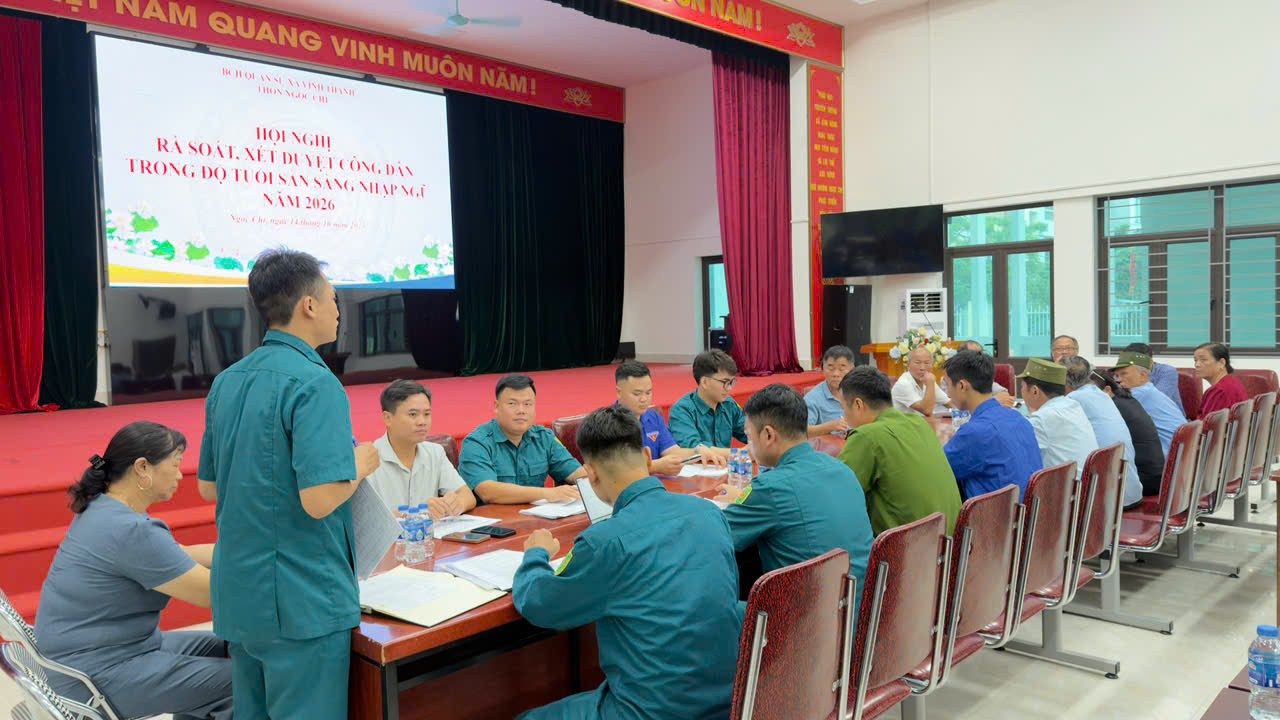 Thôn Ngọc Chi tổ chức Hội nghị rà soát, xét duyệt công dân trong độ tuổi sẵn sàng nhập ngũ năm 2026