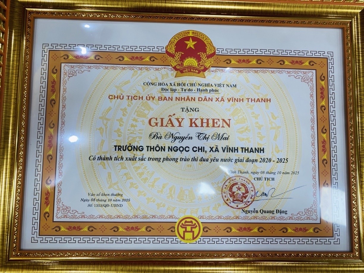 Thôn Ngọc Chi: Hai nữ cán bộ cơ sở tiêu biểu được vinh danh trong phong trào thi đua yêu nước giai đoạn 2020–2025 Thôn Ngọc Chi: Hai nữ cán bộ cơ sở tiêu biểu được vinh danh trong phong trào thi đua yêu nước giai đoạn 2020–2025