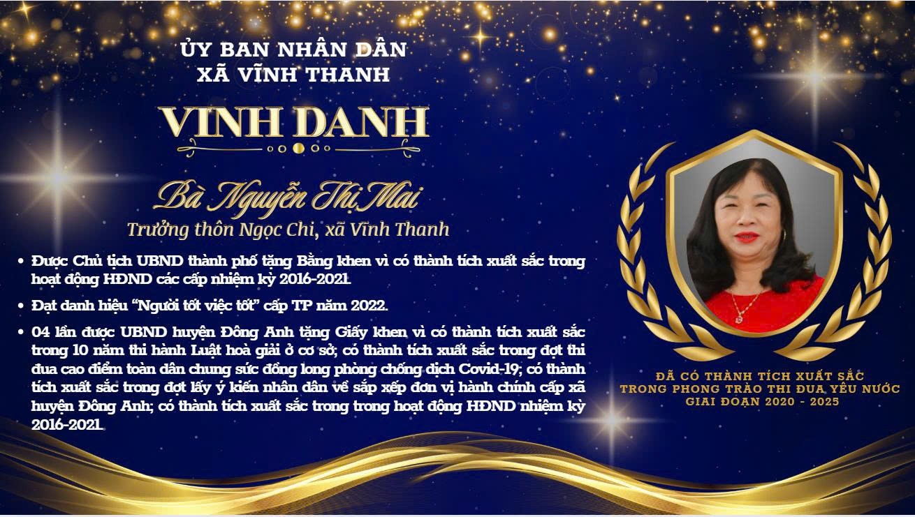 Bà Nguyễn Thị Mai – Nữ trưởng thôn tiêu biểu, tận tụy với công việc, hết lòng vì nhân dân Bà Nguyễn Thị Mai – Nữ trưởng thôn tiêu biểu, tận tụy với công việc, hết lòng vì nhân dân