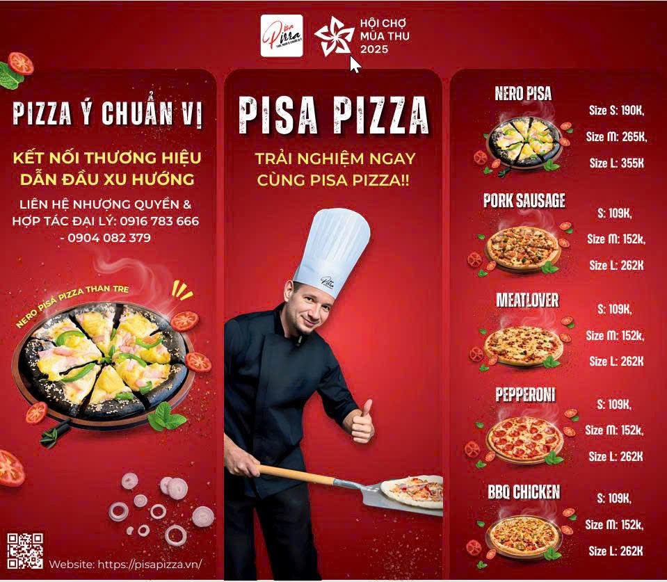 Pisa Pizza – Thương hiệu Việt Nam đại diện nghệ thuật ẩm thực pizza tại hội chợ mùa thu 2025
