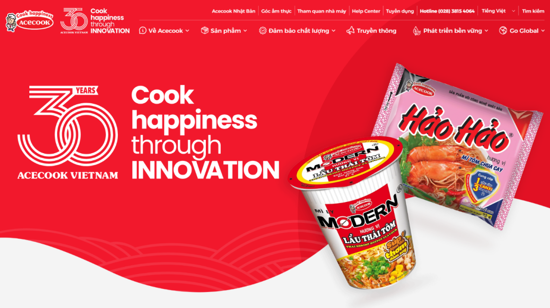 Acecook Việt Nam ra mắt website mới nhân dịp kỷ niệm 30 năm ngày bán hàng đầu tiên Acecook Việt Nam ra mắt website mới nhân dịp kỷ niệm 30 năm ngày bán hàng đầu tiên