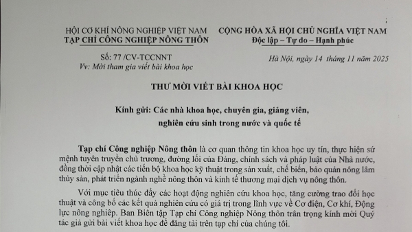 Tạp chí Công nghiệp Nông thôn: Bài báo khoa học, kết nối tri thức – Nâng tầm nghiên cứu