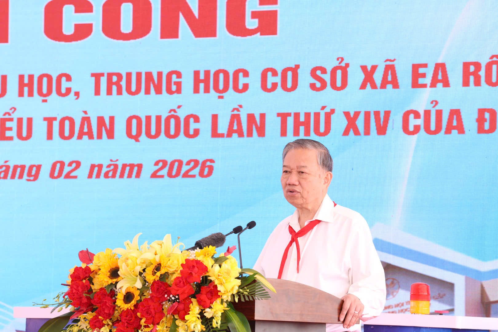 Tổng Bí thư Tô Lâm dự lễ khởi công Trường Phổ thông nội trú liên cấp vùng biên giới