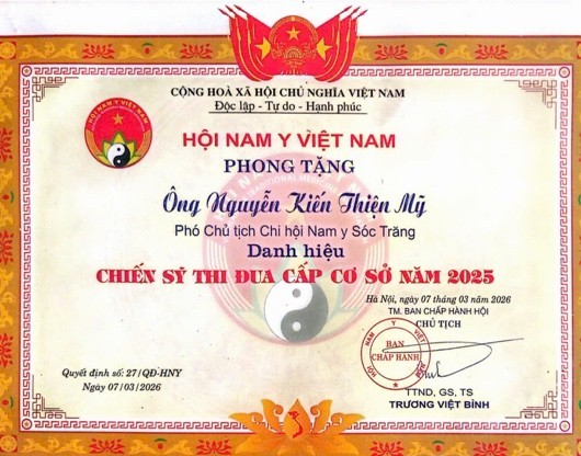 (Ông Nguyễn Kiến Thiện Mỹ – Phó Chủ tịch Chi hội Nam Y Sóc Trăng)