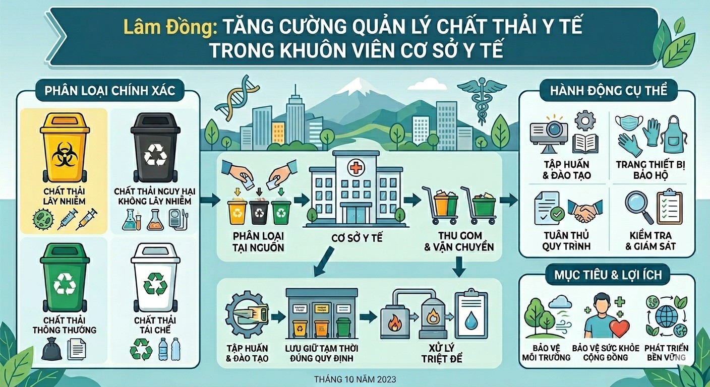 Tăng cường giám sát, xử lý chất thải y tế tại các cơ sở khám chữa bệnh ở Lâm Đồng
