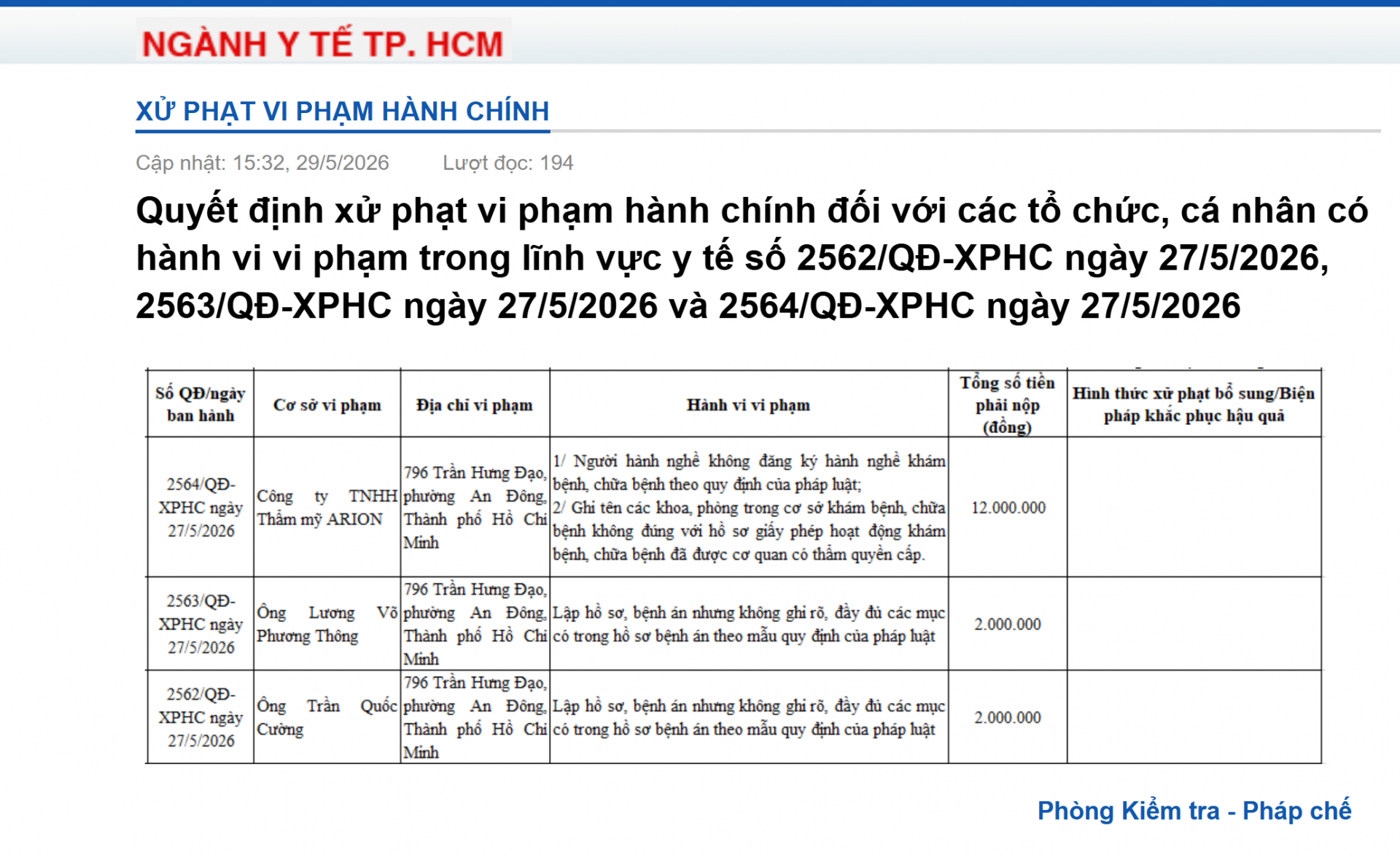 Thẩm mỹ ARION để người hành nghề khám chữa bệnh khi chưa đăng ký: Lỗ hổng pháp lý đáng báo động tại cơ sở thẩm mỹ Thẩm mỹ ARION để người hành nghề khám chữa bệnh khi chưa đăng ký: Lỗ hổng pháp lý đáng báo động tại cơ sở thẩm mỹ