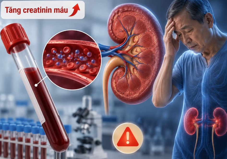 Tăng creatinin máu: Dấu hiệu cảnh báo chức năng thận suy giảm Tăng creatinin máu: Dấu hiệu cảnh báo chức năng thận suy giảm