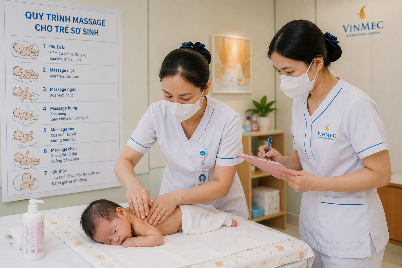 thực trạng thực hiện masage cho trẻ sơ sinh của điều dưỡng, hộ sinh tại khoa sản - Bệnh viện đa khoa quốc tế Vinmec smart city năm 2025