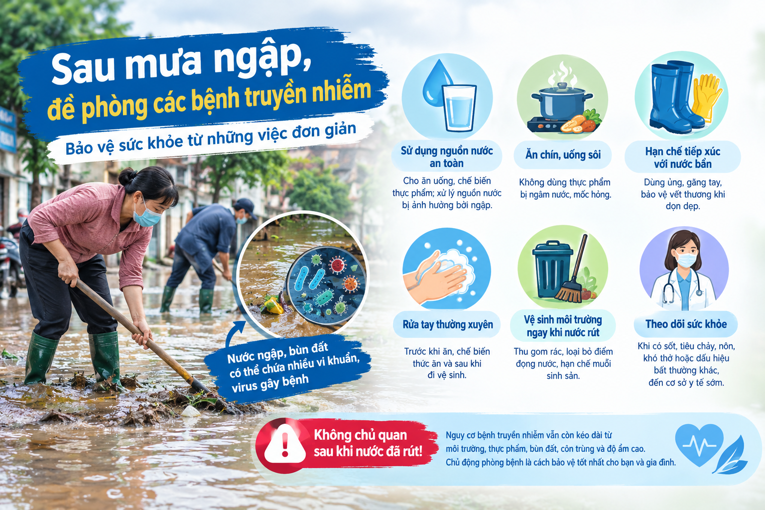 Sau mưa ngập, những nguy cơ sức khỏe nào cần đặc biệt lưu ý?