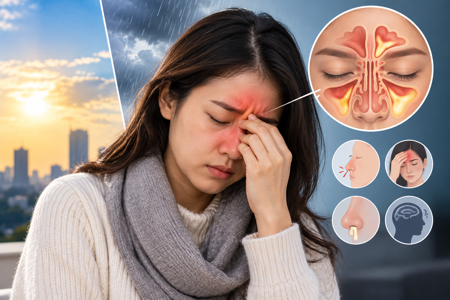 Nghẹt mũi, đau vùng trán – hốc mắt kéo dài: Cảnh báo viêm xoang khi thời tiết thay đổi. Ảnh minh họa. Nghẹt mũi, đau vùng trán – hốc mắt kéo dài: Cảnh báo viêm xoang khi thời tiết thay đổi. Ảnh minh họa.