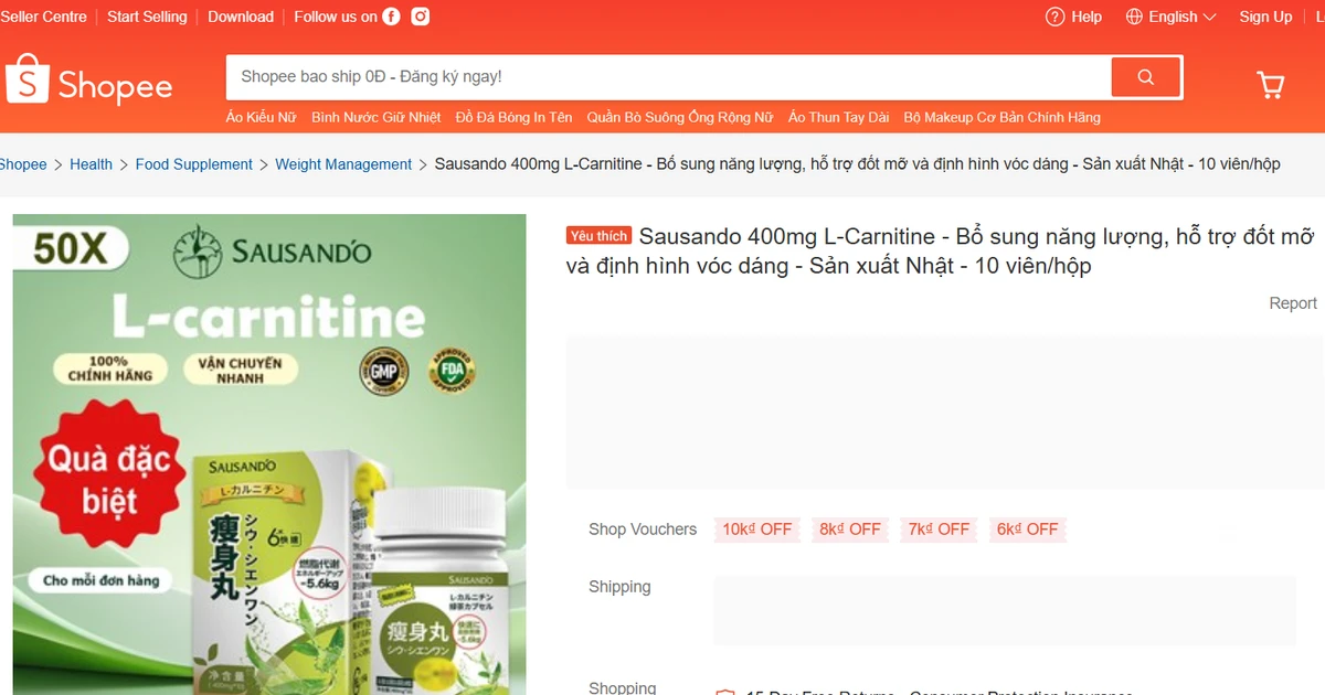 Thực phẩm chức năng “Sausando Slimming capsule” trên Shopee chưa được cấp Giấy công bố sản phẩm Thực phẩm chức năng “Sausando Slimming capsule” trên Shopee chưa được cấp Giấy công bố sản phẩm